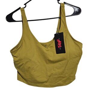 The Gym People Gold Sports Bra Womens Size Large Tank Top Padded Support Workout